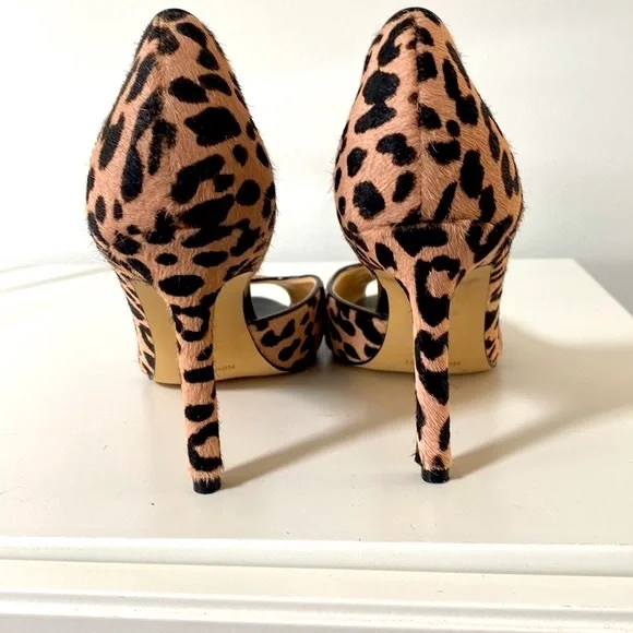Nine West Calf Hair Leopard  Peep Toe Heels! - Picture 3 of 6